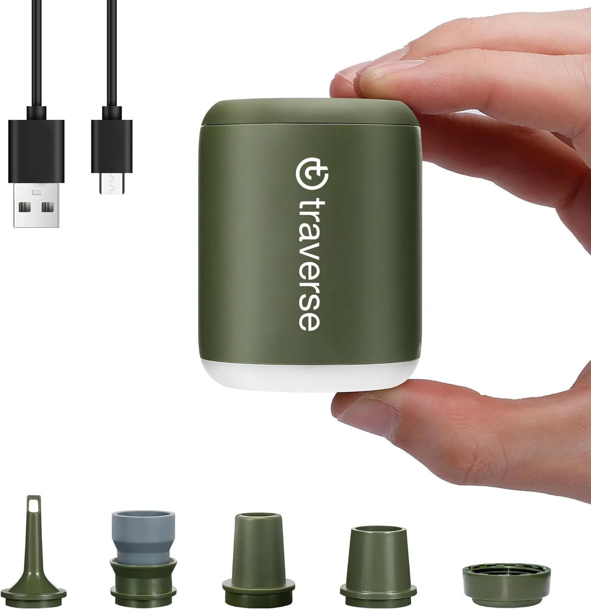 Mini Electric Air Pump with Built-In Lantern &amp; Magnetic Mount – 180L/min | 1600mAh | 5 Nozzles | Inflate &amp; Deflate