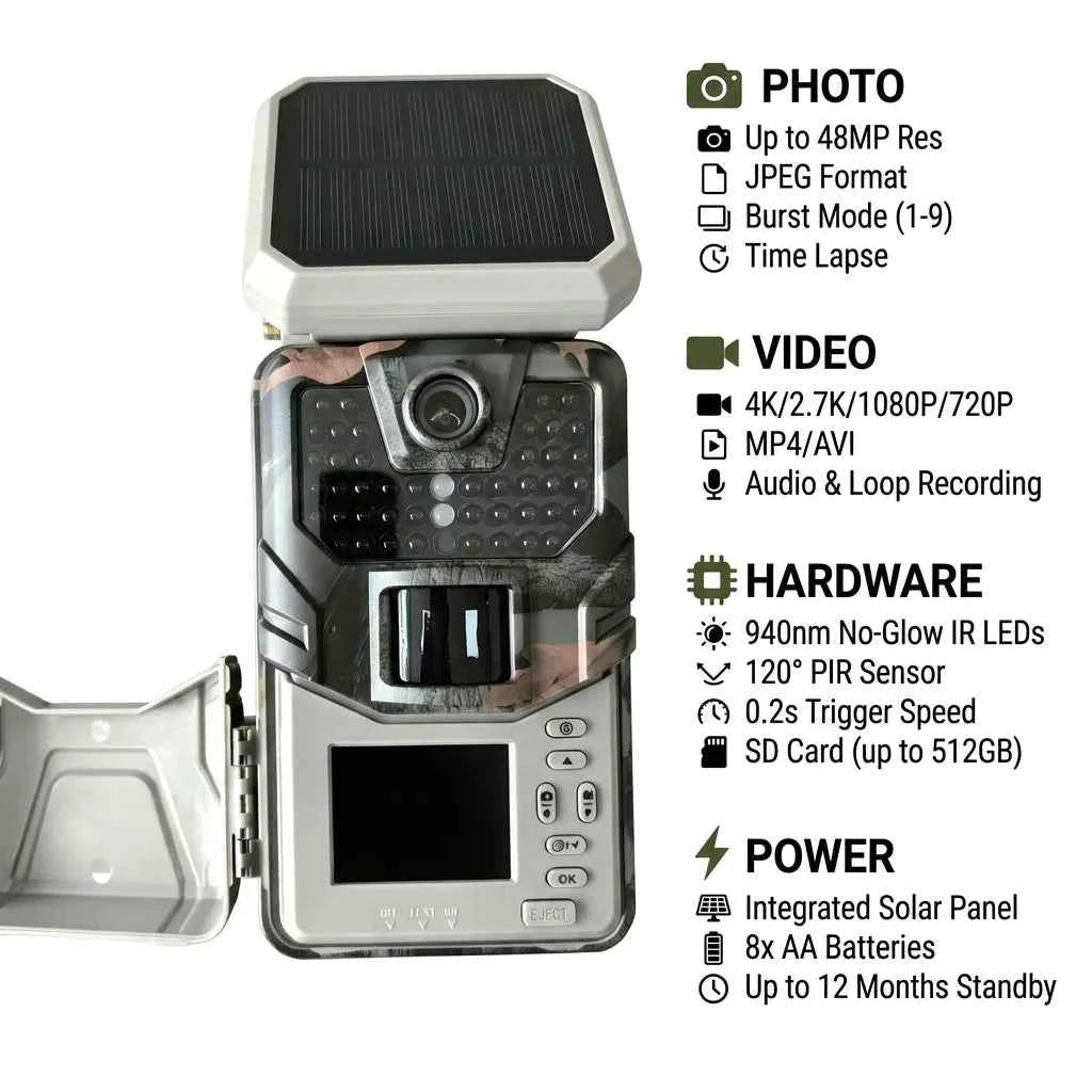 SUNTEKCAM HC-930MAX 4G LTE Trail Camera – 48MP 4K Solar Powered, 940nm No-Glow Night Vision