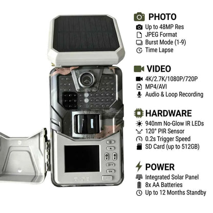 SUNTEKCAM HC-930MAX 4G LTE Trail Camera – 48MP 4K Solar Powered, 940nm No-Glow Night Vision