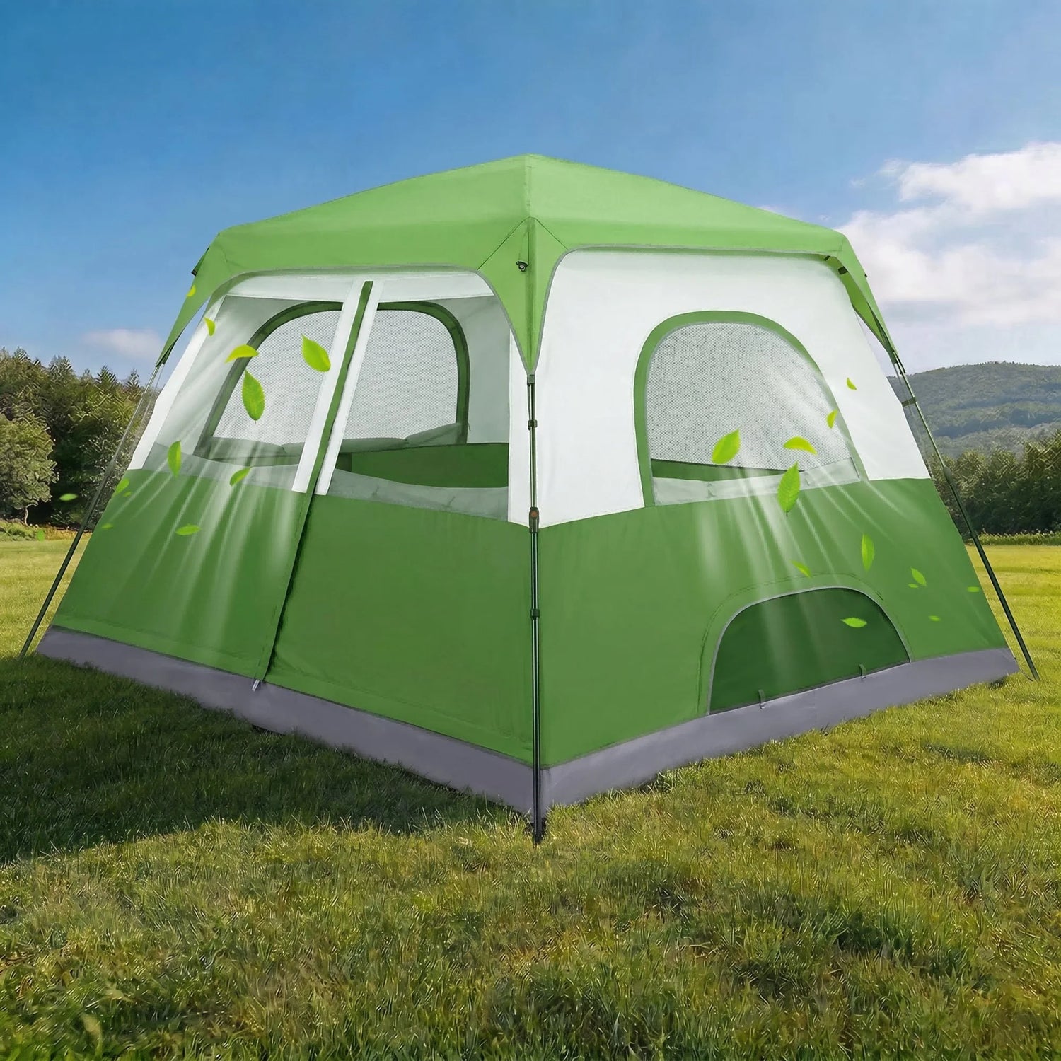 8-Person Camping Tent | 5-Min Solo Setup | 1500mm Waterproof Rainfly &amp; Windproof