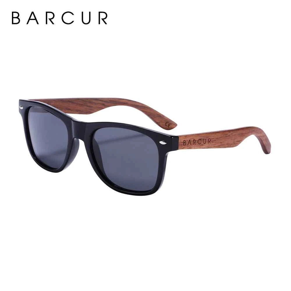 BARCUR BC8700 Natural Black Walnut Polarized Sunglasses – PC Frame, UV400, Unisex