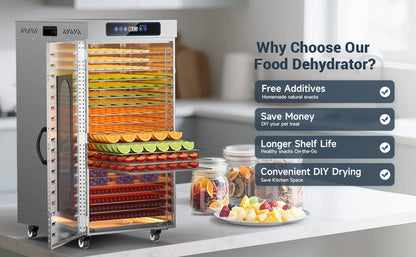 Commercial Food Dehydrator 20 Trays Large Food Dryer Machine for Jerky, Meat, Fruit, Herbs, Industrial Dehydrator Biltong Maker