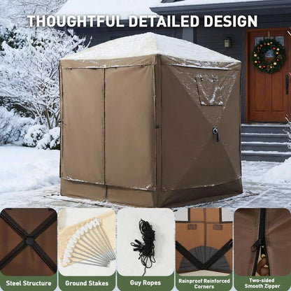 AOXUN 12x12ft Pop-Up Screen Tent – 6-Sided with Mesh Windows, UV Protection &amp; Carrying Bag