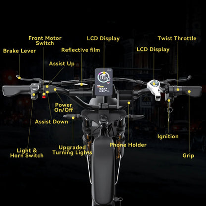 2000W Dual-Motor Electric Bike 52V 46AH Removable Battery Full Suspension Fat Tire Hydraulic Brake Adult Mountain Off-Road Ebike