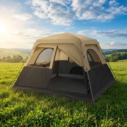 8-Person Camping Tent | 5-Min Solo Setup | 1500mm Waterproof Rainfly &amp; Windproof