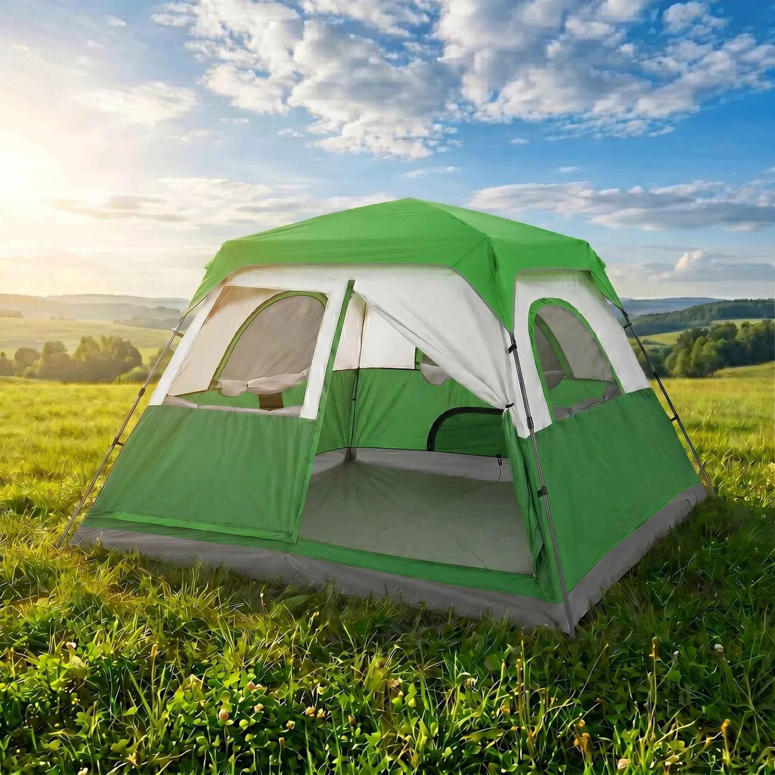 6-8 Person Camping Tent Easy Setup Waterproof Windproof Backpacking Tent With Removable Rainfly Lightweight Portable Outdoor Family Tents For Camping Travel Fishing Hiking