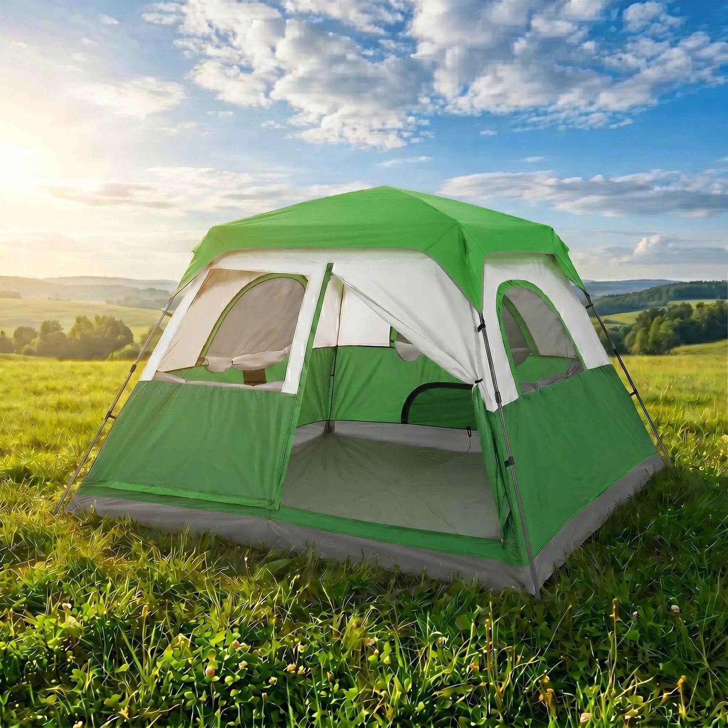 6-8 Person Camping Tent Easy Setup Waterproof Windproof Backpacking Tent With Removable Rainfly Lightweight Portable Outdoor Family Tents For Camping Travel Fishing Hiking