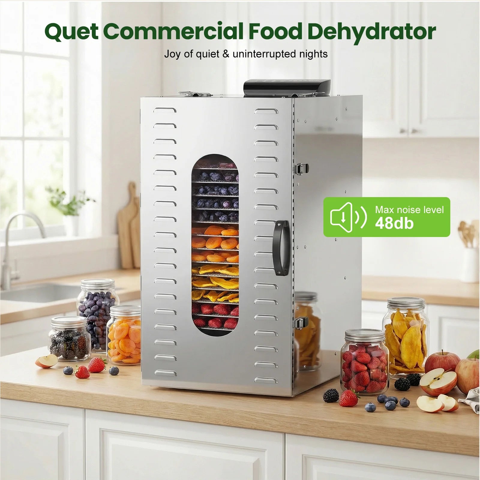 Commercial Food Dehydrator 20 Trays Large Food Dryer Machine for Jerky, Meat, Fruit, Herbs, Industrial Dehydrator Biltong Maker