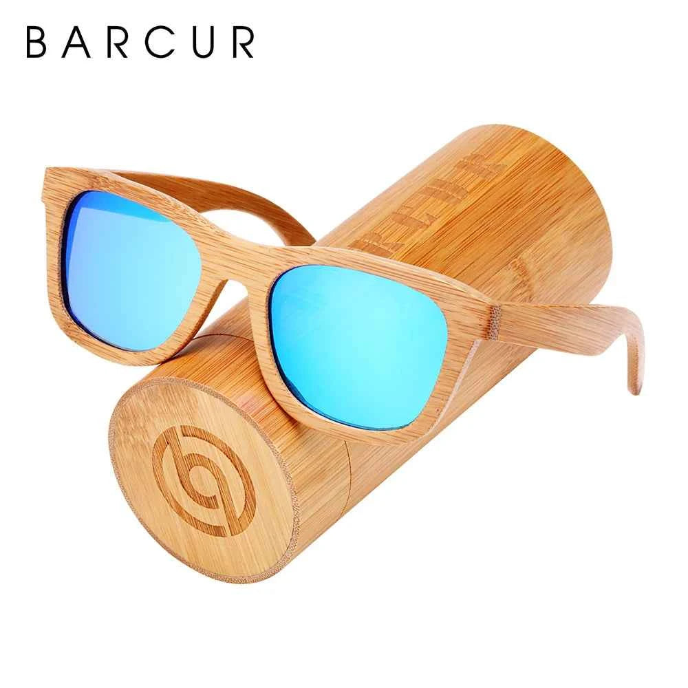 BARCUR Retro Square Bamboo Wood Polarized Sunglasses – UV400 Handmade