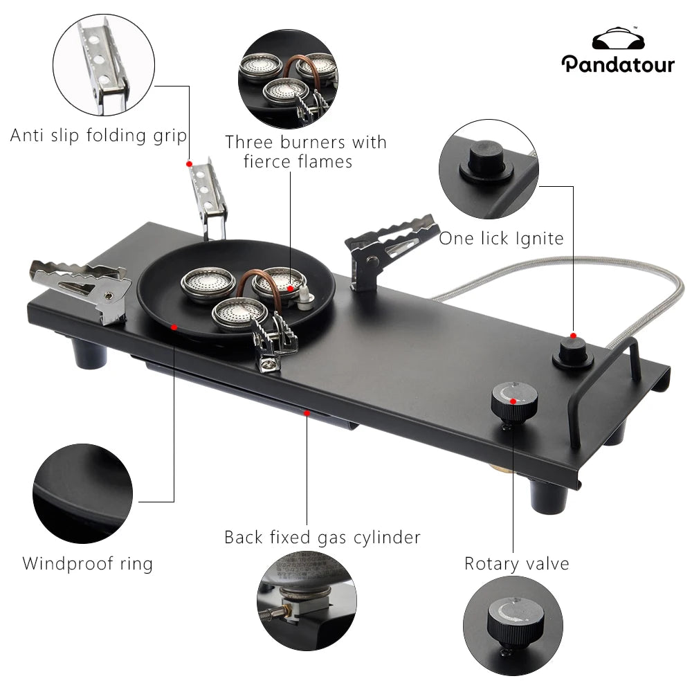 Pandatour Camping IGT 0.5UNT Gas Stove Outdoor One-Click Ignite High Efficiency Camping Table Stove High Firepower