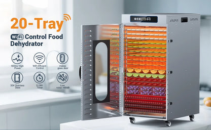 Commercial Food Dehydrator 20 Trays Large Food Dryer Machine for Jerky, Meat, Fruit, Herbs, Industrial Dehydrator Biltong Maker