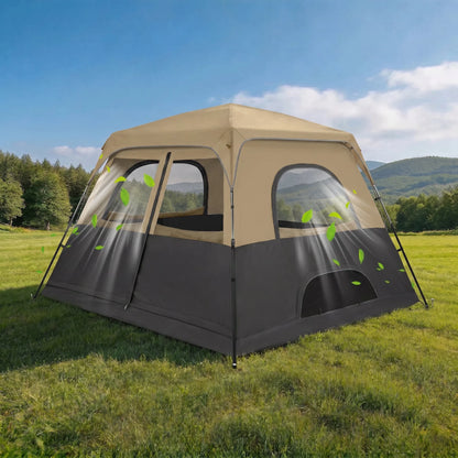 8-Person Camping Tent | 5-Min Solo Setup | 1500mm Waterproof Rainfly &amp; Windproof