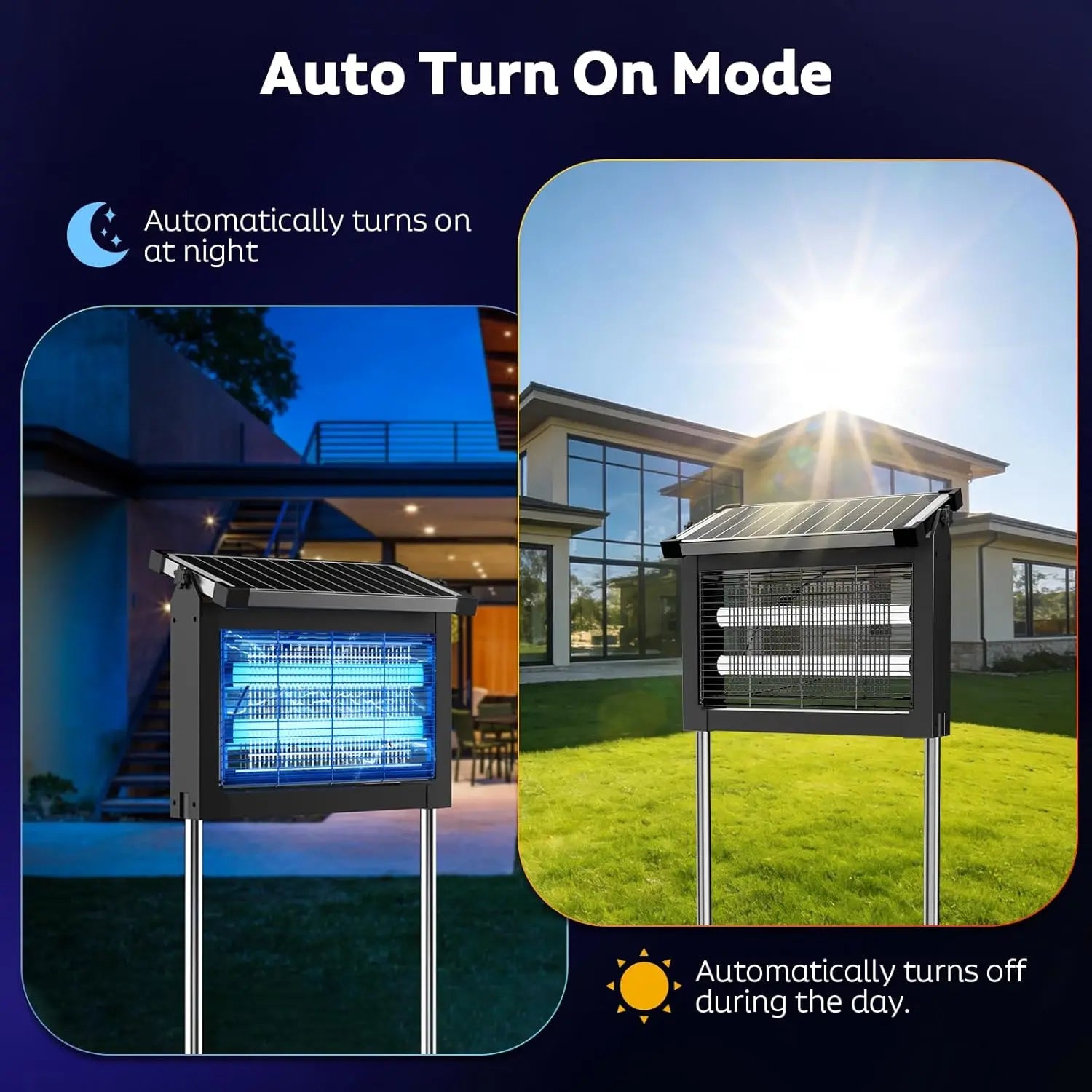 Solar Bug Zapper Outdoor, 4500V Mosquito Zapper with Panel Sensor, Waterproof Electric Fly Zapper for Garden Patio Camping