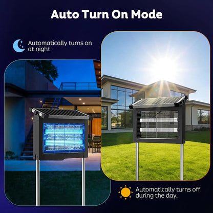 Solar Bug Zapper Outdoor, 4500V Mosquito Zapper with Panel Sensor, Waterproof Electric Fly Zapper for Garden Patio Camping