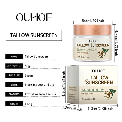 Ouhoe 50g Beef Tallow Sunscreen Uv Isolation Protect Oil Control Soothe Sunburn Moisturize Face Summer Refreshing Care Sunblock