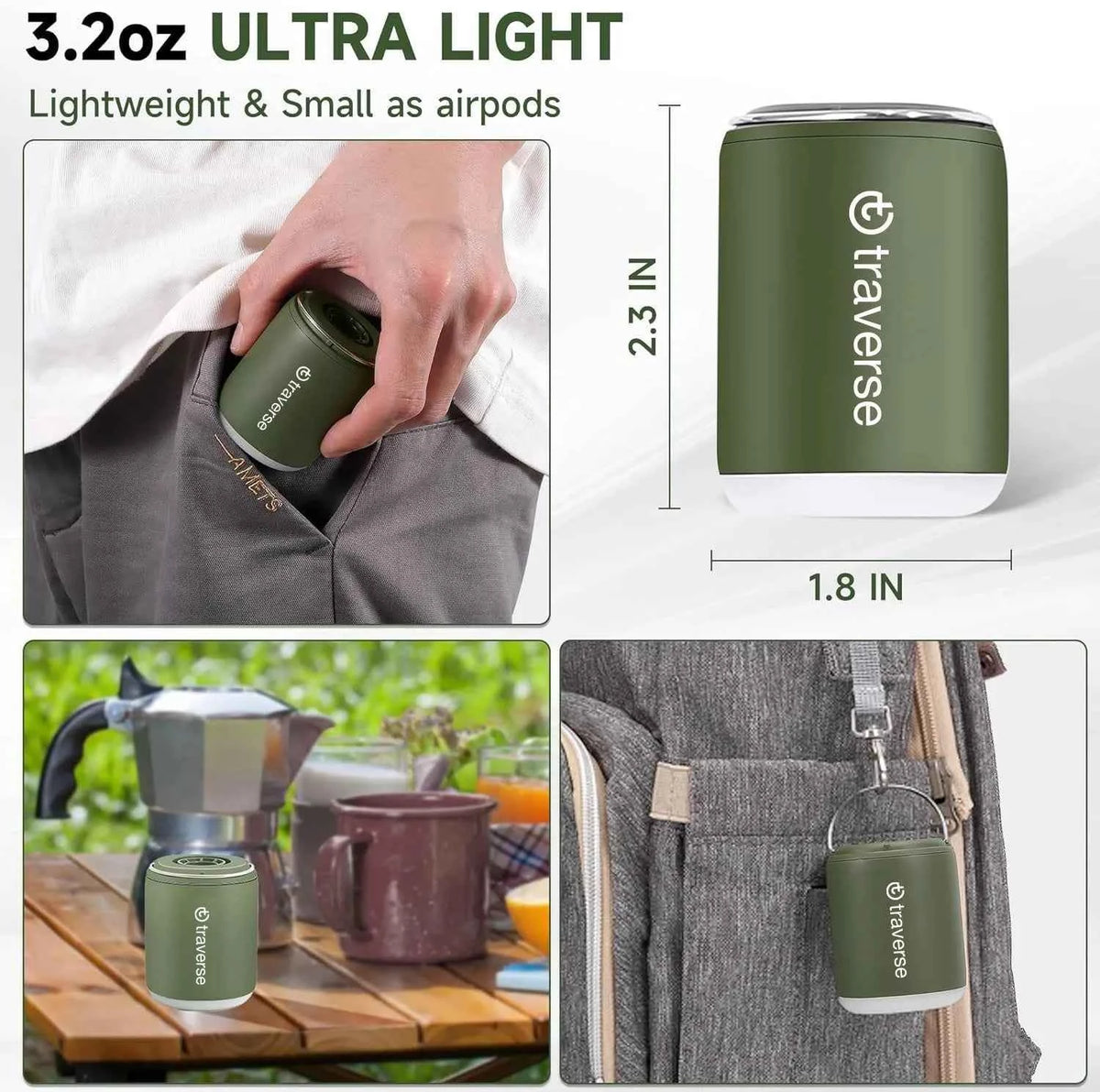 Mini Electric Air Pump with Built-In Lantern &amp; Magnetic Mount – 180L/min | 1600mAh | 5 Nozzles | Inflate &amp; Deflate