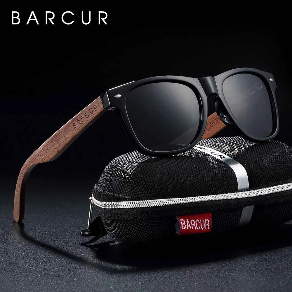 BARCUR BC8700 Natural Black Walnut Polarized Sunglasses – PC Frame, UV400, Unisex