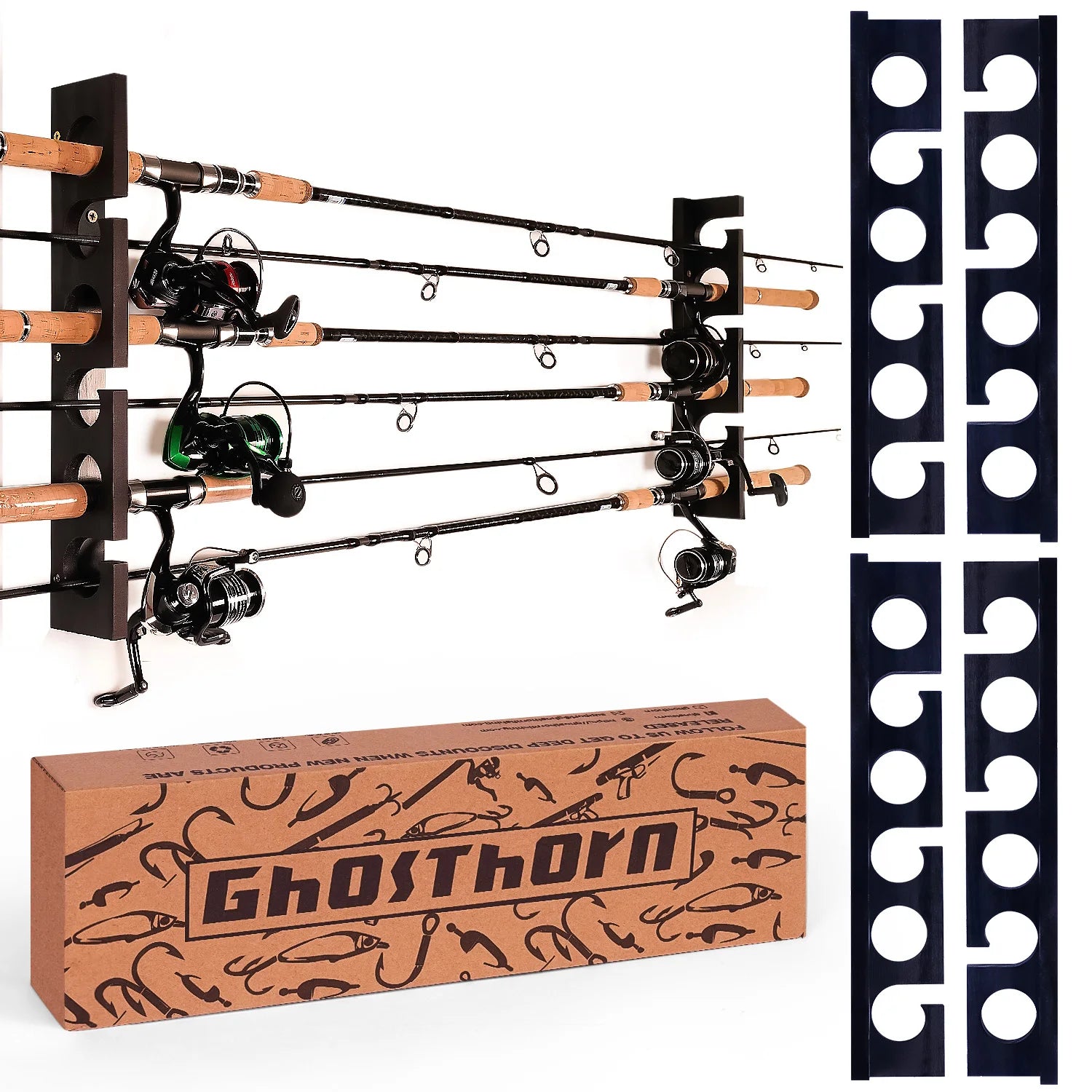 Holds Up to 12 Rods Fishing Pole Racks Wall or Ceiling Mounted Holders for Garage Storage Organizer Gear Equipment Gifts