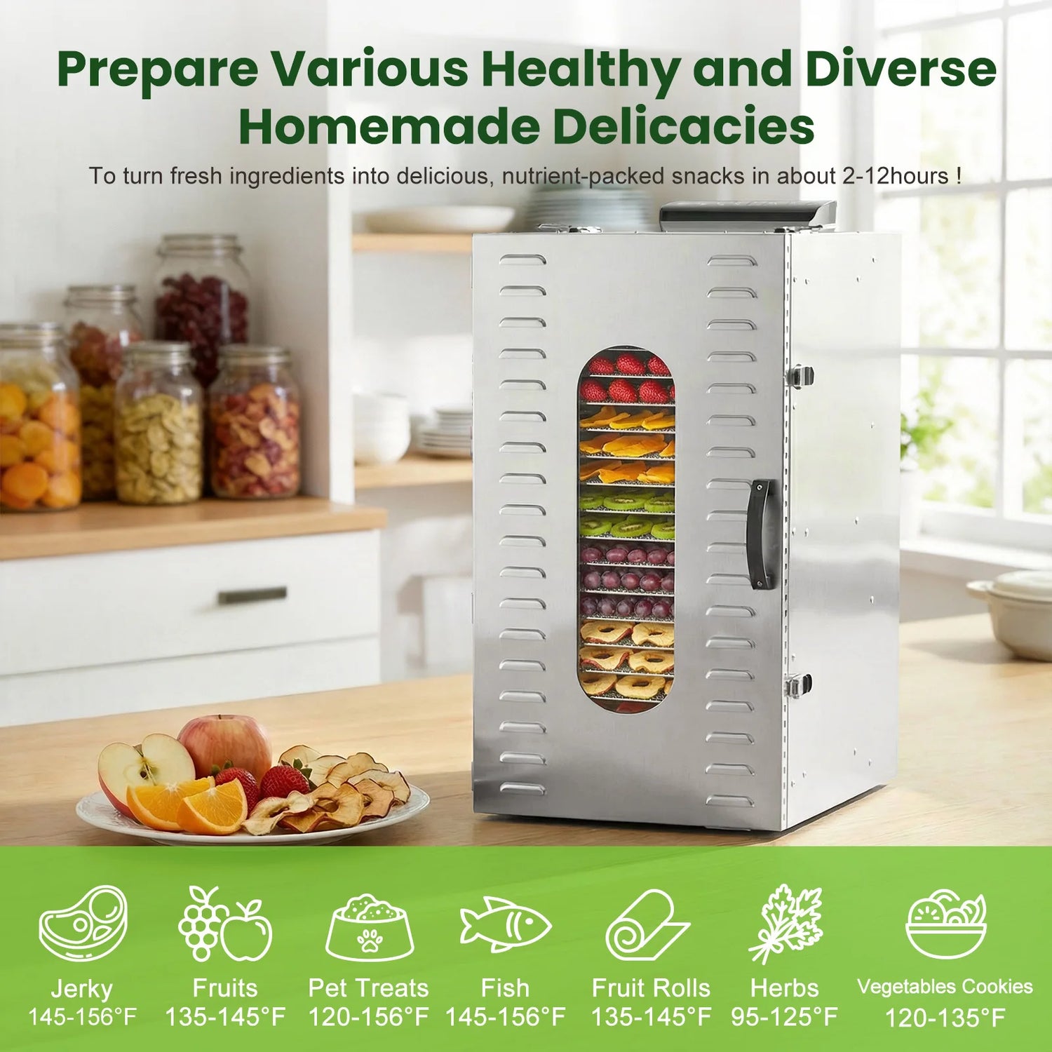 Commercial Food Dehydrator 20 Trays Large Food Dryer Machine for Jerky, Meat, Fruit, Herbs, Industrial Dehydrator Biltong Maker