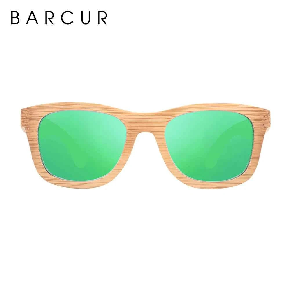 BARCUR Retro Square Bamboo Wood Polarized Sunglasses – UV400 Handmade