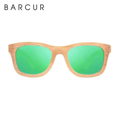 BARCUR Retro Square Bamboo Wood Polarized Sunglasses – UV400 Handmade