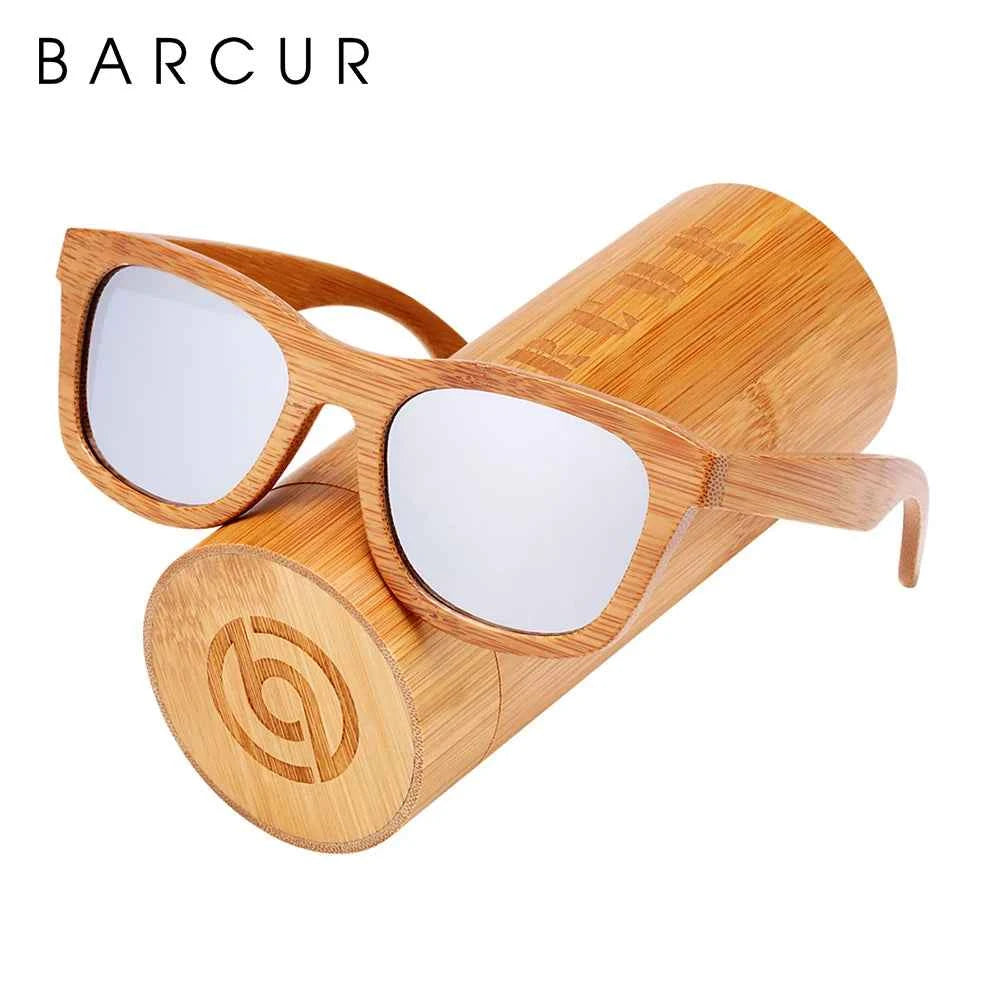 BARCUR Retro Square Bamboo Wood Polarized Sunglasses – UV400 Handmade