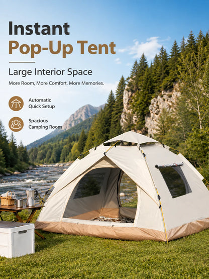 Automatic Pop-Up Camping Tent | 3-4 Person | Windproof &amp; Waterproof