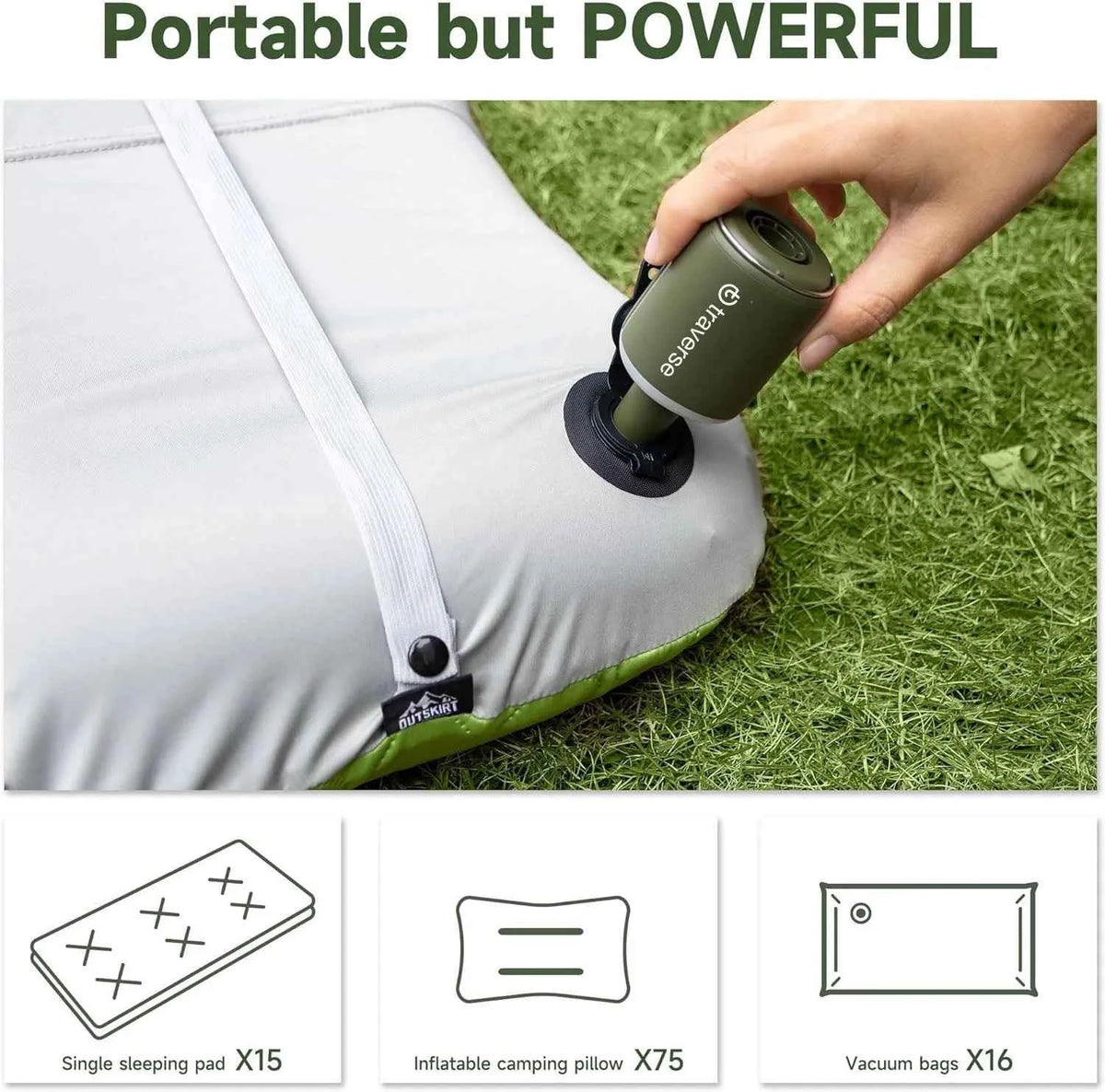 Mini Electric Air Pump with Built-In Lantern &amp; Magnetic Mount – 180L/min | 1600mAh | 5 Nozzles | Inflate &amp; Deflate