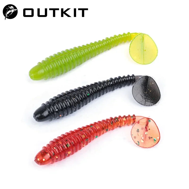 1 OUTKIT 10Pcs/lot Wobblers Mini Fishing Soft Lures Rubber Soft Baits 4cm Soft Worm Artificial Baits Bass Silicone Fish