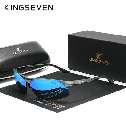 KINGSEVEN Polarized Aluminum Sunglasses – UV400 Mirror Lens, Aviation Goggle Style, Unisex