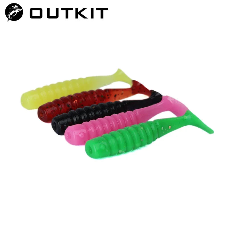 1 OUTKIT 10Pcs/lot Wobblers Mini Fishing Soft Lures Rubber Soft Baits 4cm/5cm Soft Worm Artificial Baits Bass Silicone Fish