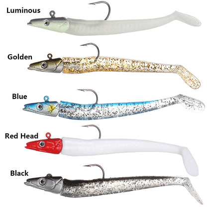 Soft Silicone Biomimetic Eel Fishing Lure – Lead Head | Luminous &amp; Standard | 10–16cm | 5 or 10 Pack