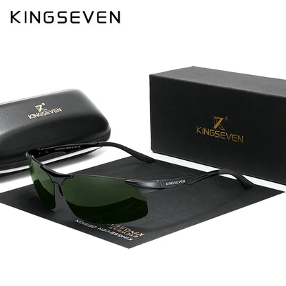 KINGSEVEN Polarized Aluminum Sunglasses – UV400 Mirror Lens, Aviation Goggle Style, Unisex