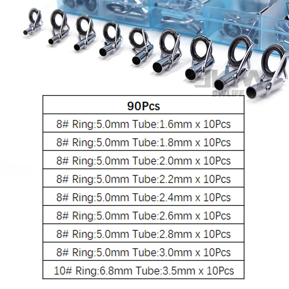 9KM DWLIFE Fishing Rod Tip Repair Kit – Stainless Steel &amp; Ceramic Ring | 24–240 Pcs | Saltwater &amp; Freshwater
