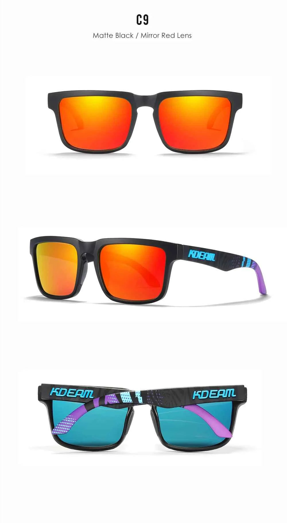 KDEAM Classic Square Sunglasses Men Women Category 3 Polarized Sun Glasses Unique Frame Surface Eyewear With Case Box KD332