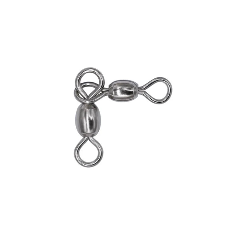 100-Piece 3-Way Rolling Swivel Fishing Connector Set – Stainless Steel Lure Rig Hardware (12 Sizes)