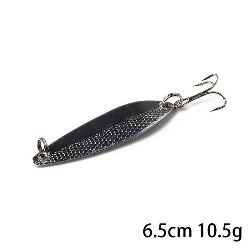 Metal Spoon Fishing Lure with Treble Hook – Gold &amp; Silver Jig Bait for Bass, Pike &amp; Perch