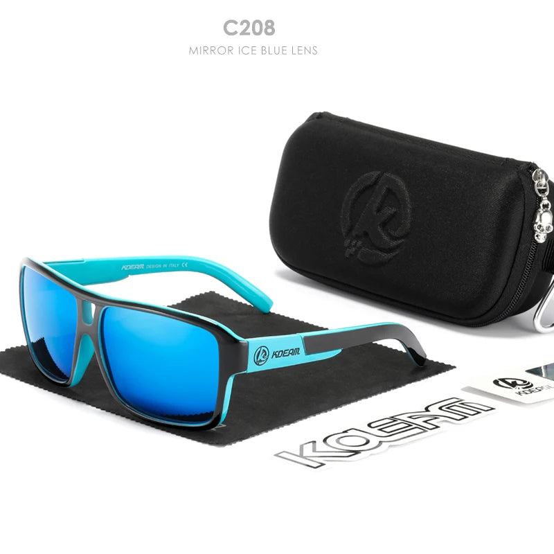 KDEAM KD520B16 Oversized Polarized Sunglasses – Square, Mirror, UV400, Unisex