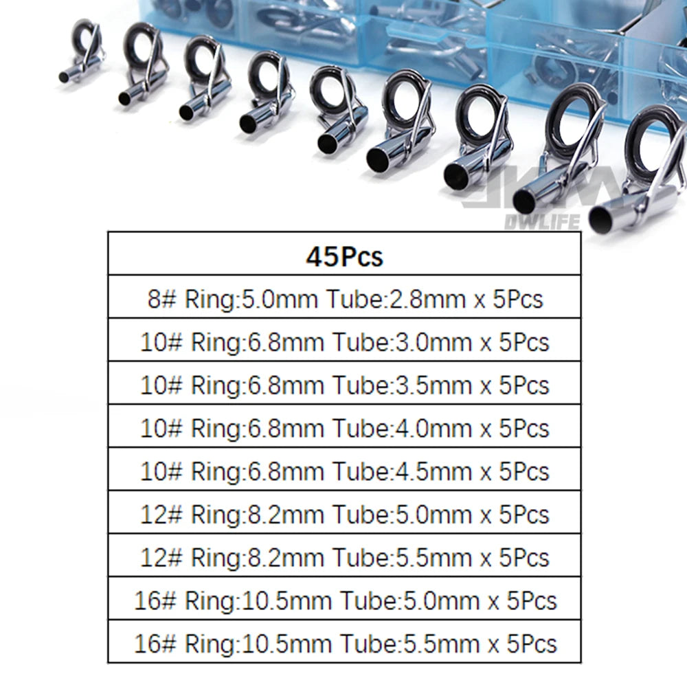 9KM DWLIFE Fishing Rod Tip Repair Kit – Stainless Steel &amp; Ceramic Ring | 24–240 Pcs | Saltwater &amp; Freshwater