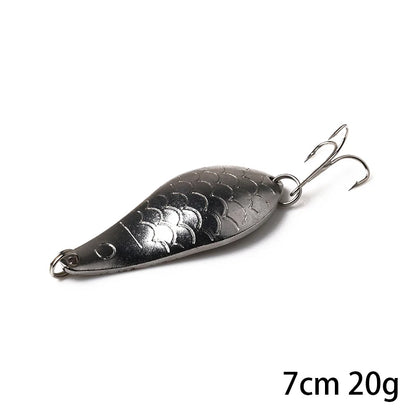 Metal Spoon Fishing Lure with Treble Hook – Gold &amp; Silver Jig Bait for Bass, Pike &amp; Perch