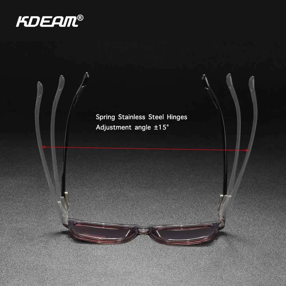 KDEAM All Matching Square Polarized Sunglasses For Men Women TR90 Material Frame Spring Hinges KD398