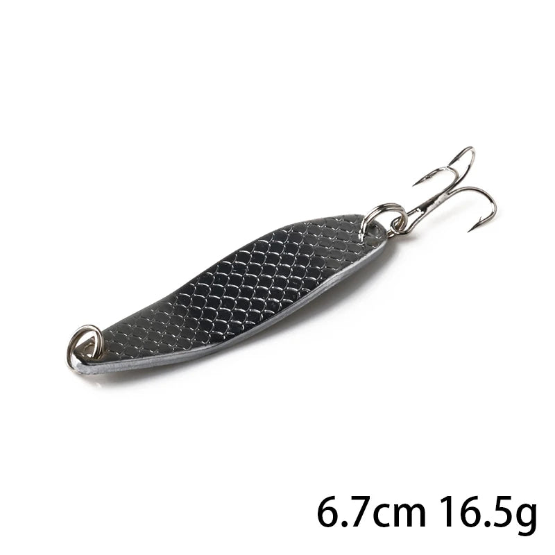 Metal Spoon Fishing Lure with Treble Hook – Gold &amp; Silver Jig Bait for Bass, Pike &amp; Perch