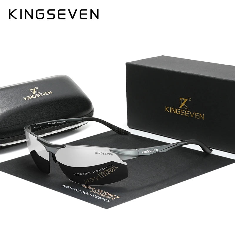 KINGSEVEN Polarized Aluminum Sunglasses – UV400 Mirror Lens, Aviation Goggle Style, Unisex