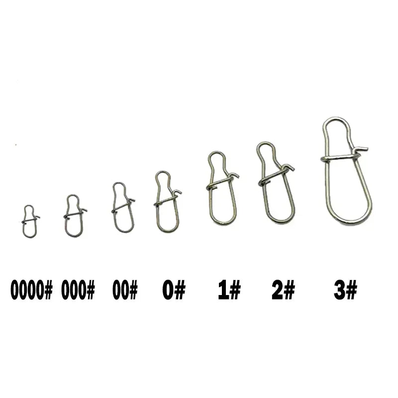 1 OUTKIT 50PCS Stainless Steel Pin Swivel Fishing Accessories Connector Lure Clip Rolling Swivels Sea Fishing Tackle