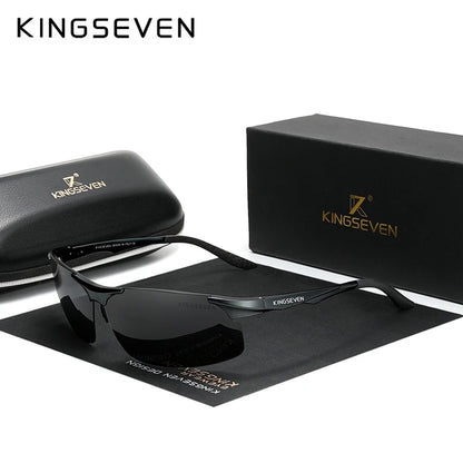 KINGSEVEN Polarized Aluminum Sunglasses – UV400 Mirror Lens, Aviation Goggle Style, Unisex