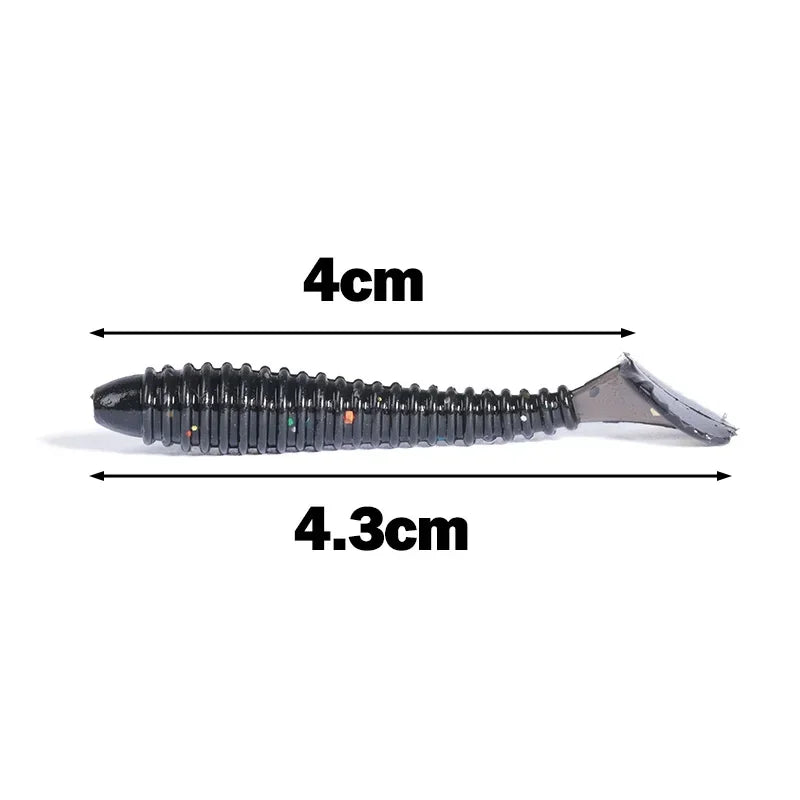 1 OUTKIT 10Pcs/lot Wobblers Mini Fishing Soft Lures Rubber Soft Baits 4cm Soft Worm Artificial Baits Bass Silicone Fish