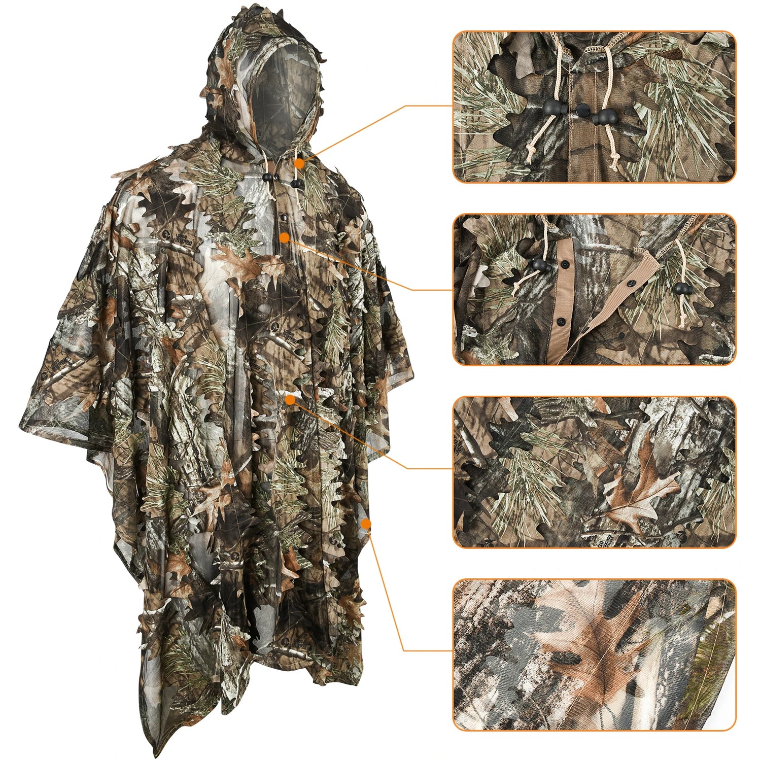 Tactical Hunting Poncho Camouflage Field Jacket – Tree Camo, L &amp; XXL