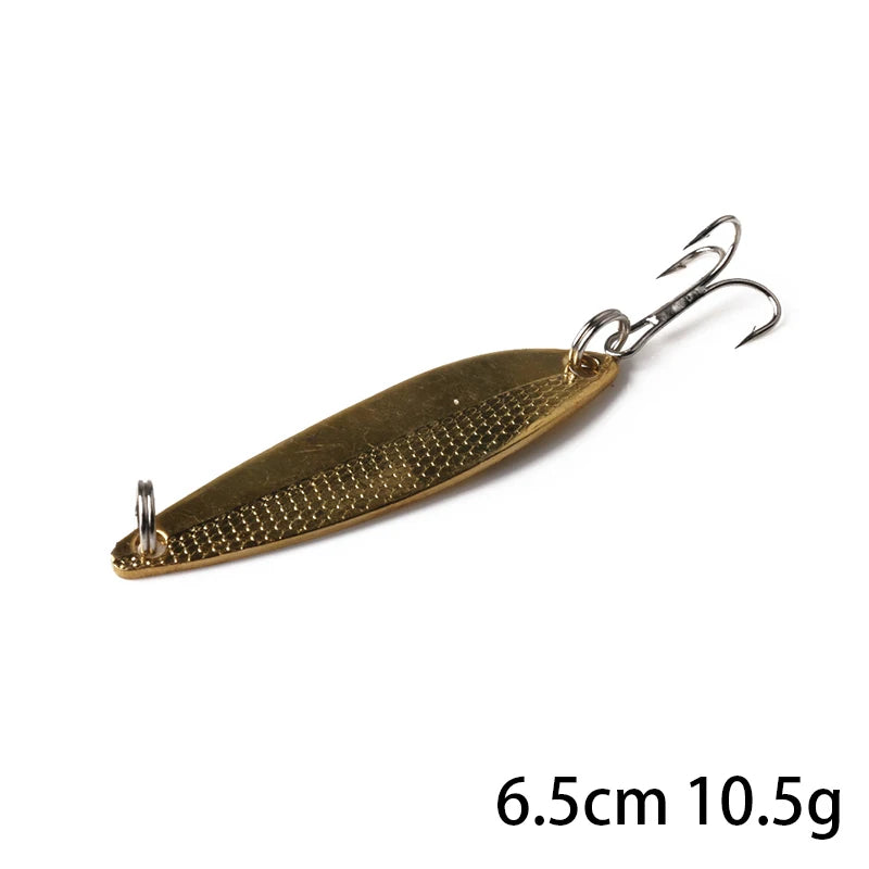 Metal Spoon Fishing Lure with Treble Hook – Gold &amp; Silver Jig Bait for Bass, Pike &amp; Perch