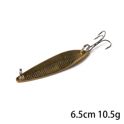 Metal Spoon Fishing Lure with Treble Hook – Gold &amp; Silver Jig Bait for Bass, Pike &amp; Perch