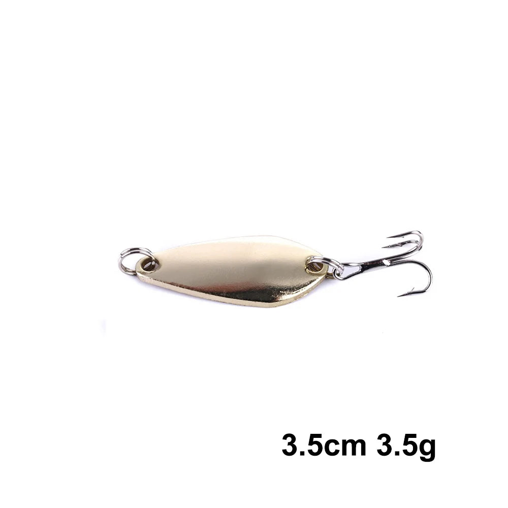 Metal Spoon Fishing Lure with Treble Hook – Gold &amp; Silver Jig Bait for Bass, Pike &amp; Perch